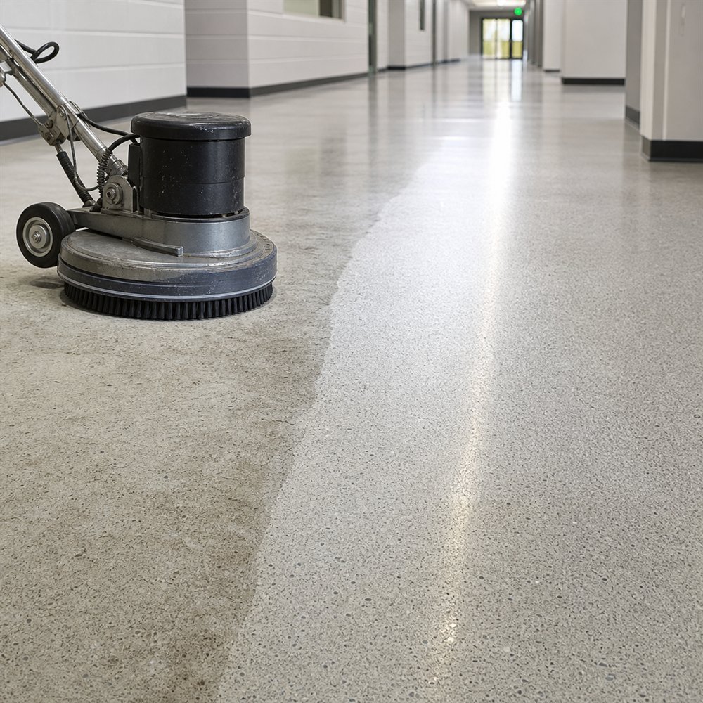 D&eacute;capage et r&eacute;curage de plancher commercial dur